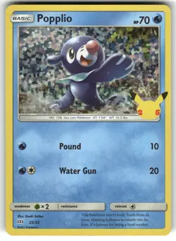 Popplio - 23/25 023/025 McDonald's 25th Anniversary Promos NM Pokemon Card TCG - Image 1