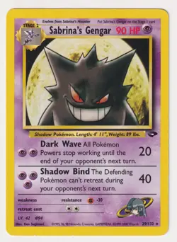 Sabrina's Gengar 29/132 Rare Gym Challenge Pokemon Non-Holo Pokemon Card MP - Image 1