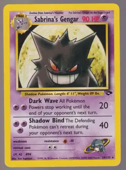 Sabrina's Gengar 29/132 Rare Gym Challenge Pokemon Non-Holo Pokemon Card MP - Image 4