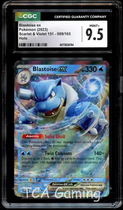 CGC 9.5 MINT+ Blastoise Ex 009/165 HOLO RARE 151 Pokemon Card 194 - Image 1