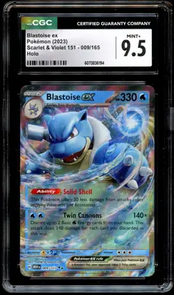 CGC 9.5 MINT+ Blastoise Ex 009/165 HOLO RARE 151 Pokemon Card 194 - Image 2