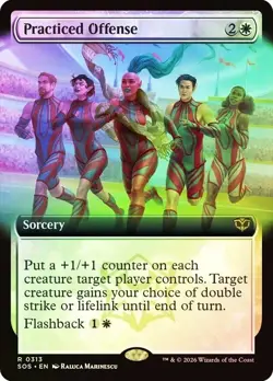 SOS Foil Extended Art PRACTICED OFFENSE 1x Magic Secrets of Strixhaven MTG NM - Image 1