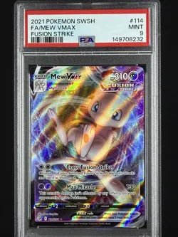 2021 POKEMON SWORD & SHIELD FUSION STRIKE #114 FULL ART/MEW VMAX PSA 9 - Image 1