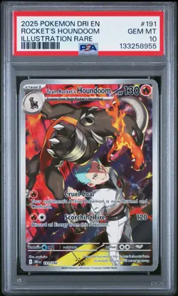 2025 POKEMON DRI EN-DESTINED RIVALS #191 TEAM ROCKET'S HOUNDOOM PSA 10 - Image 1