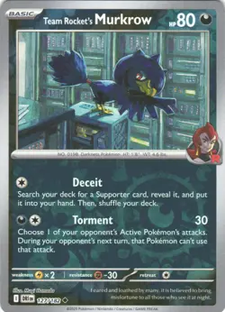 Pokemon TCG Team Rocket's Murkrow NM Uncommon Reverse Holo SV10: Destined Rivals - Image 1