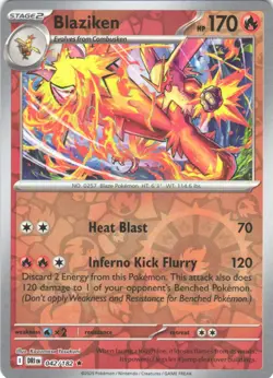 Pokemon TCG Blaziken NM Rare Reverse Holo SV10: Destined Rivals 042/182 - Image 1
