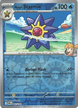 Pokemon TCG Misty's Starmie NM Uncommon Reverse Holo SV10: Destined Rivals 047/1 - Image 1