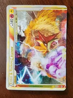 MP! Entei & Raikou Legende 90/95 HGSS Dechainement Carte Pokemon FRENCH - Image 1