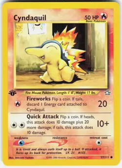 Cyndaquil 57/111 Common Neo Genesis Pokemon 1st Edition LP - Image 1