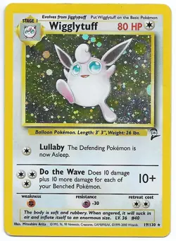 Pokemon TCG Wigglytuff 19/130 Base Set 2 Holo Rare Lightly Played - Image 1