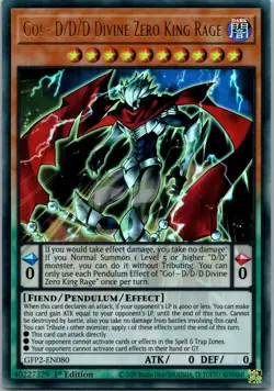 Yugioh Go! - D/D/D Divine Zero King Rage GFP2-EN080 1st Edition Ultra Rare NM - Image 1