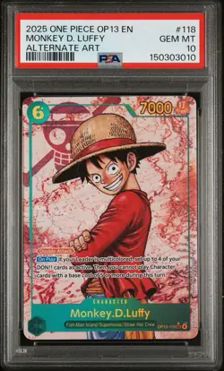 ONE PIECE MONKEY D. LUFFY 2025 OP13-CARRYING ON HIS WILL #118 ALT ART PSA 10 💎 - Image 1