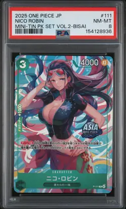 Nico Robin PSA8 2025 One Piece Japanese Mini-Tin Pack Set Vol.2-Bisai #111 - Image 1