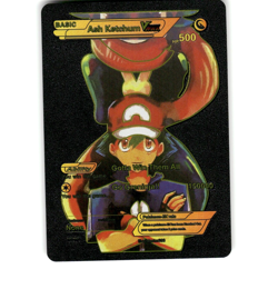 Custom Metallic Black Ash Ketchum Card Ash Ketchum Vmax READ DESCRIPTION BELOW - Image 1