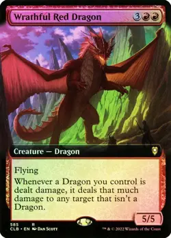 NM Extended Art Foil Wrathful Red Dragon, MTG, Baldur's Gate, Magic, 585 - Image 1