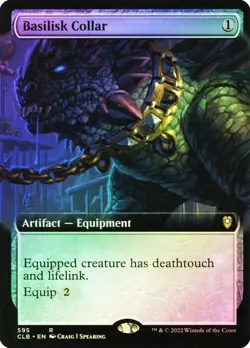 NM Extended Art Foil Basilisk Collar, MTG, Baldur's Gate, Magic, 595 - Image 1