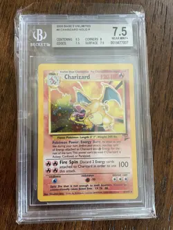 2000 POKEMON BASE SET 2 #4 CHARIZARD-HOLO BGS 7.5 Swirl - Image 1