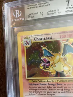 2000 POKEMON BASE SET 2 #4 CHARIZARD-HOLO BGS 7.5 Swirl - Image 3