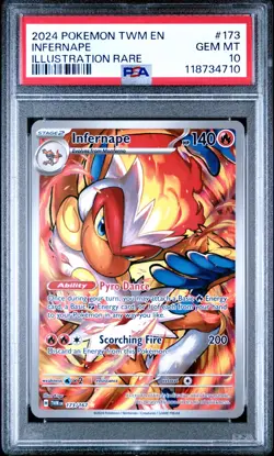 2024 Pokemon TWM En-Twilight Masquerade Illustration Rare #173 Infernape PSA 10 - Image 1