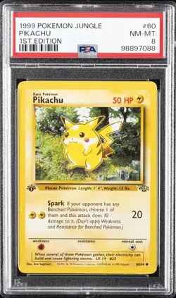 1999 POKEMON JUNGLE 1ST ED #60 PIKACHU PSA 8 - Image 1