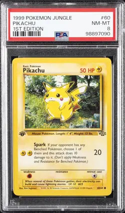 1999 POKEMON JUNGLE 1ST ED #60 PIKACHU PSA 8 - Image 1
