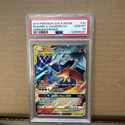 Pokemon Sun & Moon Unbroken Bonds Reshiram Charizard GX #20/214 Gem Mint PSA 10 - Image 1