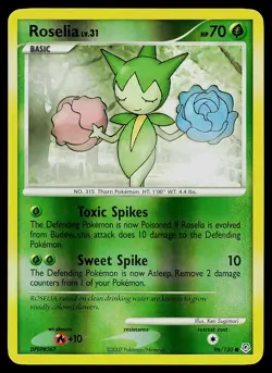Pokemon Card - Roselia Diamond and Pearl 96/130 Reverse Holo - Image 1