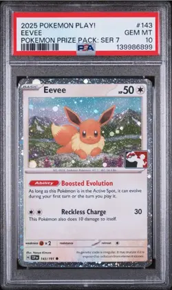 PSA 10 Eevee 143 Cosmos Holo Pokemon Prize Pack Series 7 Promo Pokemon Card - Image 1