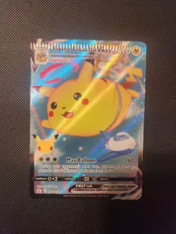 Pokemon TCG Flying Pikachu VMAX Celebrations FULL CRIMP ERROR Card 007/025 - Image 1