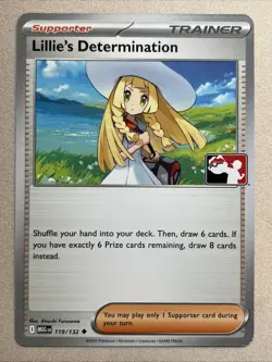 Pokemon Card Lillie's Determination Non-Holo (119/132) Prize Pack Series 8 NM - Image 1
