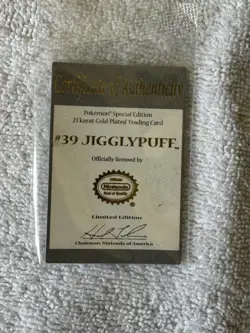 Jigglypuff 1999 Burger King 23k Gold Plated Card - Pokemon TCG w/Poke Ball & COA - Image 4