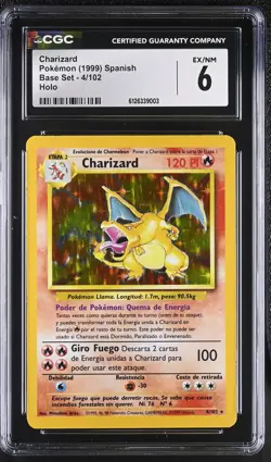 CGC 6 Charizard 4/102 Holo Base Set Spanish Pokemon Card - Image 1