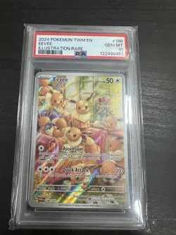 2024 POKEMON TWM EN-TWILIGHT MASQUERADE ILLUSTRATION RARE #188 EEVEE PSA 10 - Image 1