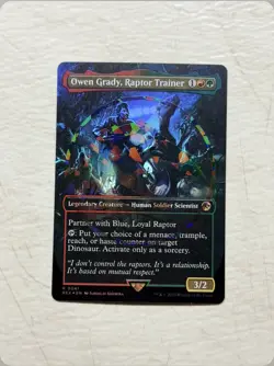 MTG Owen Grady, Raptor Trainer Jurassic Park Emblem Card - Near Mint Foil - Image 1