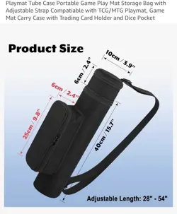 Playmat Tube Case TCG MTG Game Mat Storage Bag w Strap Dice Pocket - Image 3