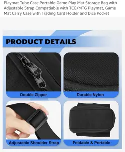 Playmat Tube Case TCG MTG Game Mat Storage Bag w Strap Dice Pocket - Image 4