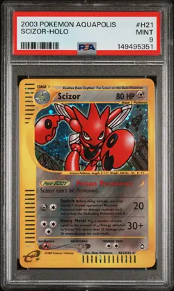 Scizor Holo H21/147 Aquapolis Pokemon PSA 9 - Image 1