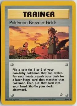 Pokemon Breeder Fields Uncommon Unlimited Neo Revelation 62/64 LP - Image 1