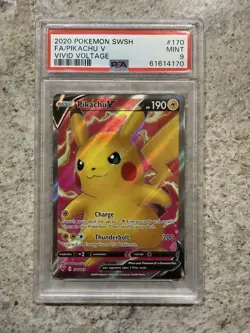 2020 POKEMON SWORD & SHIELD VIVID VOLTAGE #170 FA/PIKACHU V VIVID VOLTAGE PSA 9 - Image 1