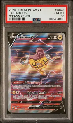 2023 Pokemon Sword & Shield Crown Zenith Galarian Gallery Raikou #GG41 V PSA 10 - Image 1