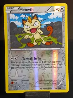 Pokemon TCG XY Fates Collide Reverse Holo #74 Meowth - Image 1