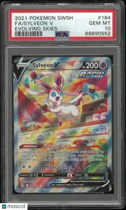 2021 Pokemon Evolving Skies Full Art Sylveon V 184/203 PSA 10 - Image 1