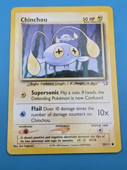 Chinchou 55/111 Unlimited Pokemon Card Neo Genesis Regular MP - Image 1