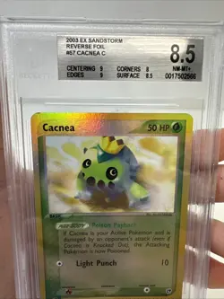 Pokemon Ex Sandstorm Reverse Foil Holo Card #57 Cacnea BGS 8.5 - Image 3