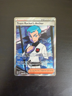 Pokemon TCG Team Rocket's Archer 223 182 Destined Rivals Full Art Holo Card - Image 1