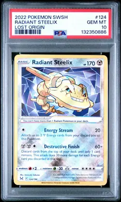 2022 POKEMON SWORD & SHIELD LOST ORIGIN #124 RADIANT STEELIX PSA 10 - Image 1