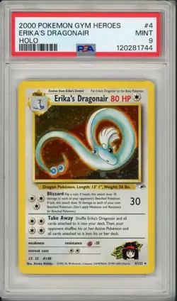 2000 Pokemon Gym Heroes Erika's Dragonair Holo #4 PSA 9 - Image 1