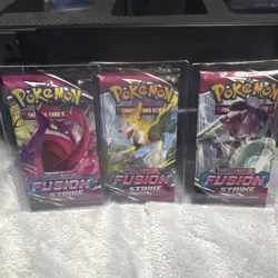 Pokemon Sword & Shield Fusion Strike Booster Packs 3 Sealed Trading Card Game - Image 1