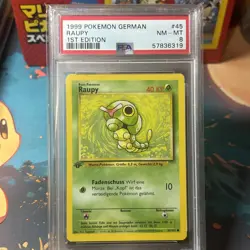 Caterpie 45 Base Set German 1st Edition 1999 Pokemon PSA 8 - Image 1