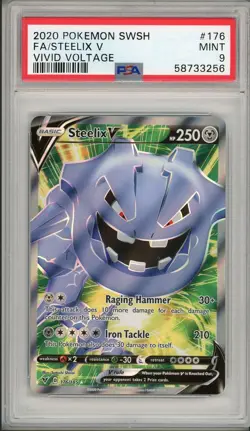 2020 Pokemon SWSH Vivid Voltage Steelix V Full Art #176 PSA 9 - Image 1